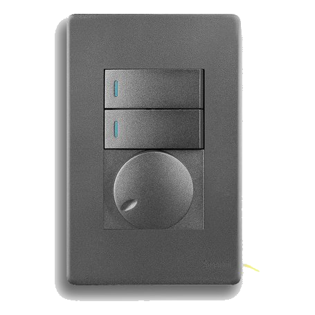 Synerji Deco 2X4 Rotary Dimmer + 2 Lever Switch, Matt Grey