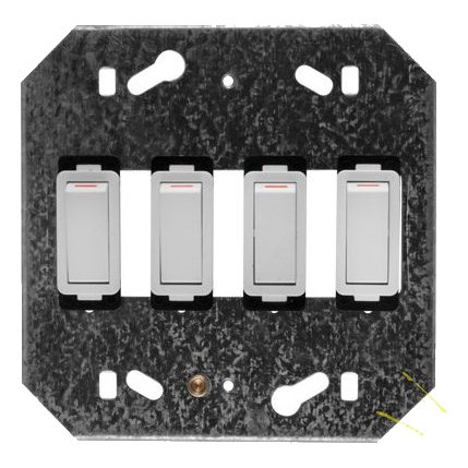 Crabtree Classic 2474 4X4 4 Lever Switch On Yoke, White
