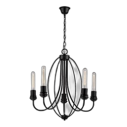 Bright Star Ch342/5 Black Metal Chandelier