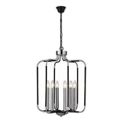 Bright Star CH515/6 Polished Chrome & Black Chandelier