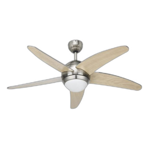 Bright Star Fcf007 Satin Chrome & Wood Ceiling Fan