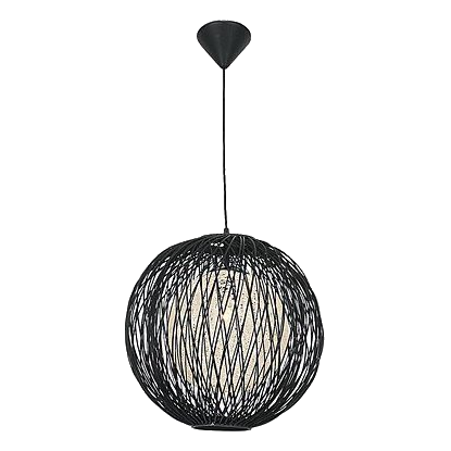Bright Star Pen194/1 Black Bamboo & Twine Pendant