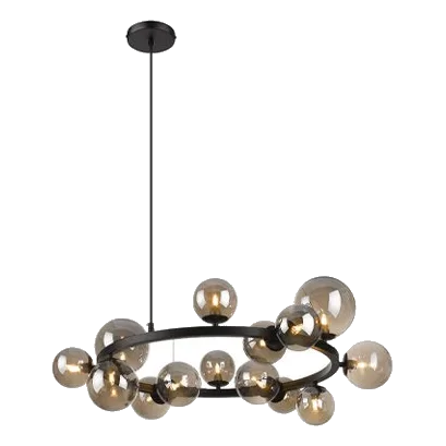 Bright Star PEN472/14 Matt Black & Smoked Glass Pendant