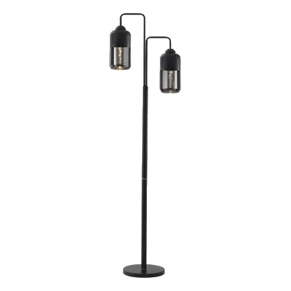 Bright Star SL418 Black Metal & Glass Floor Lamp