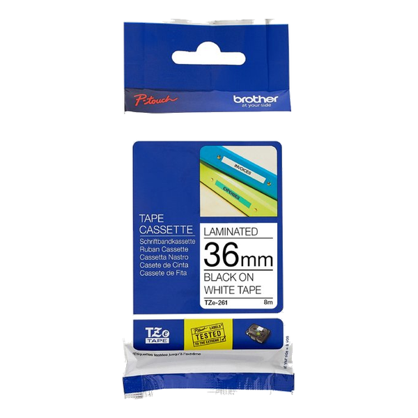 Brother TZe-261 Black on White Laminated Tape 36mm