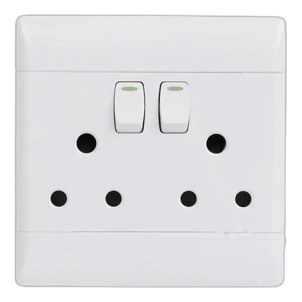 CBI 4X4 16A Double Switched Socket Outlet White