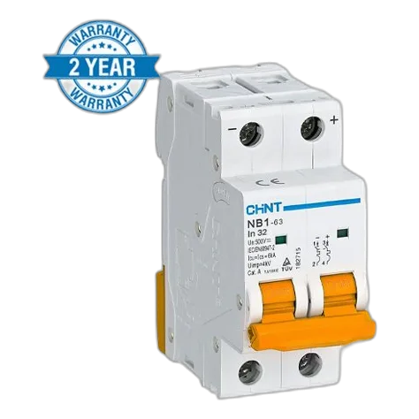 Chint Nxb 2 Pole 6kA 63Amp D Curve Circuit Breaker