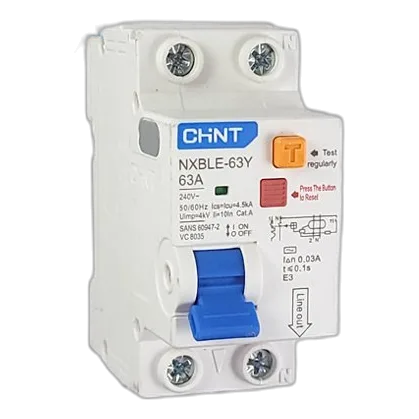 Chint Nxble 2 Pole 4kA 63Amp Earth Leakage