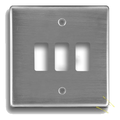 Crabtree Classic 6577/511 4X4 3 Lever Cover Plate, Satin Chrome