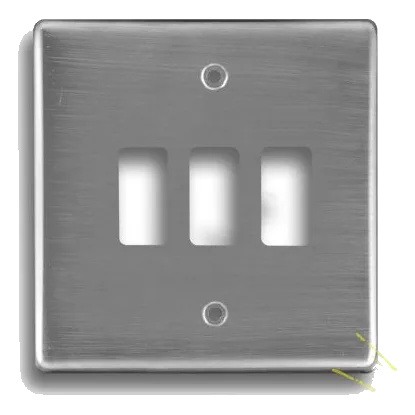 Crabtree Classic 6577/511 4X4 3 Lever Cover Plate, Satin Chrome