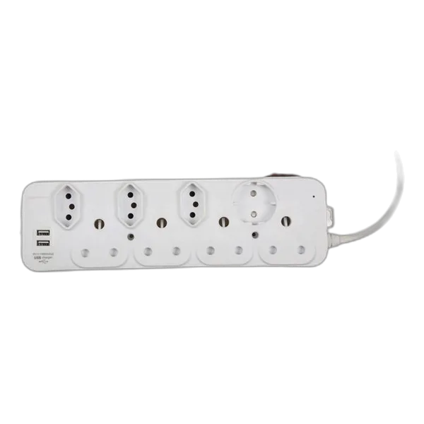 Euro Multiplug 8 Way With USB 2.1A