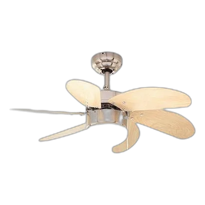 Eurolux F7SC Turbo Swirl Satin Chrome & Wood Ceiling Fan
