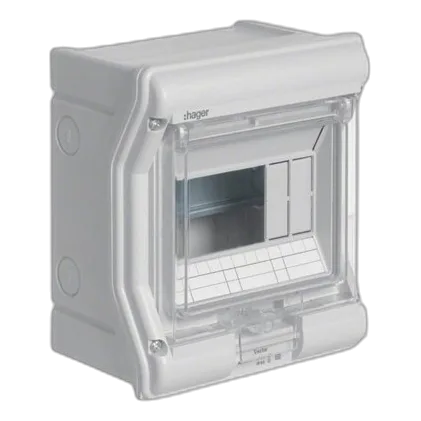 Hager VE106L 6 Way PVC Surface Mount DIN Rail DB Board, IP55