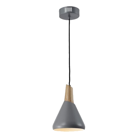 Huayi Kp31695-1C Grey & Wood Pendant