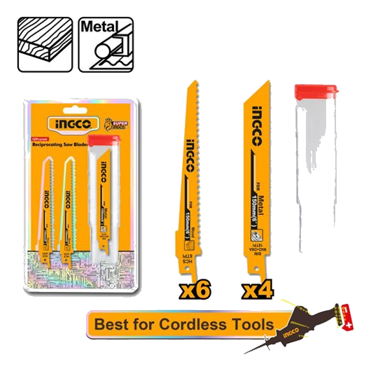 Ingco 10 Piece 150Mm Reciprocating Saw Blades