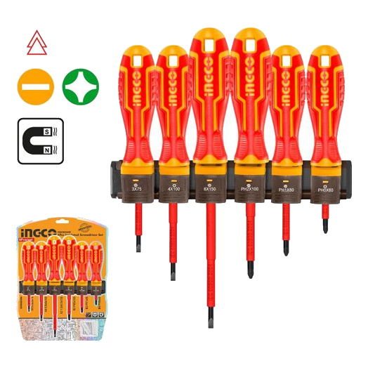 Ingco Hkisd0608 6 Piece Insulated Screwdriver Set