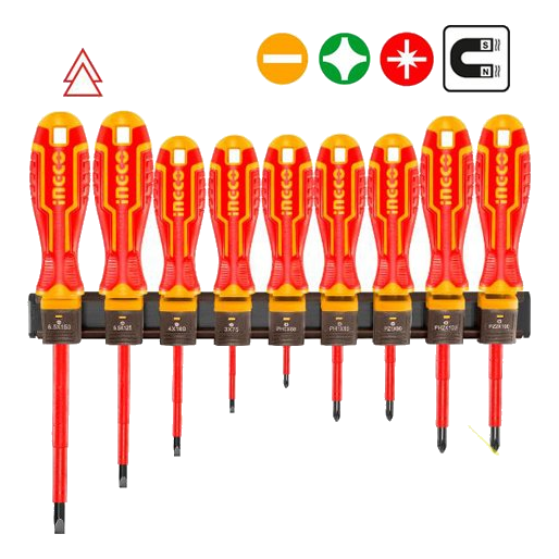 Ingco Hkisd0908 9 Piece Insulated Screwdriver Set