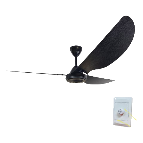 Solent High Breeze Black Negundo Wood Ceiling Fan + Controller