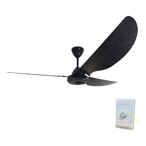 Solent High Breeze Black Negundo Wood Ceiling Fan + Controller