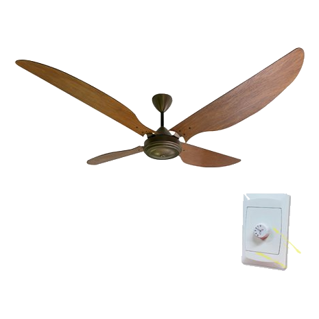 Solent High Breeze Bronze & Light Teak Negundo Wood Ceiling Fan + Controller