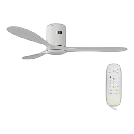 Solent Hugger White Wood Ceiling Fan + Remote