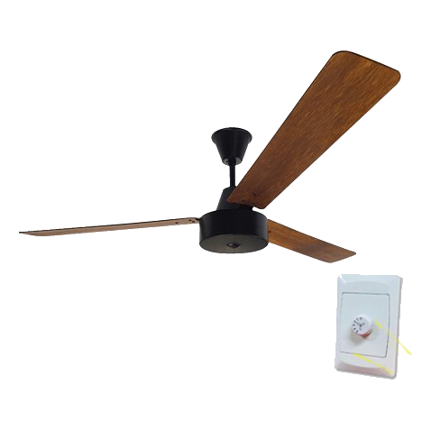 Solent Maxima Black & Light Teak Wood Ceiling Fan + Controller