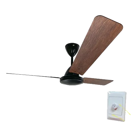 Solent Whirlwind Black & Dark Teak Wood Ceiling Fan + Controller