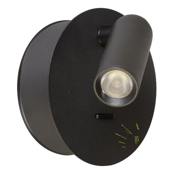 Spazio 8295.3030 Hilton Charge Up Round Black Wall Light