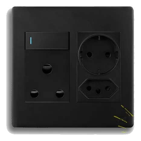 Synerji Deco SYSSO4X4SCHDMB 4X4 SA+Slimline+Schuko Socket, Matt Black