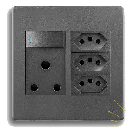 Synerji Deco Sysso4X4Seu3Dmg 4X4 Sa+Slimline Socket, Matt Grey