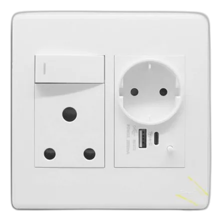 Synerji Deco SYSSO4X4USBSHDW 4X4 SA+Schuko+USB Socket, White