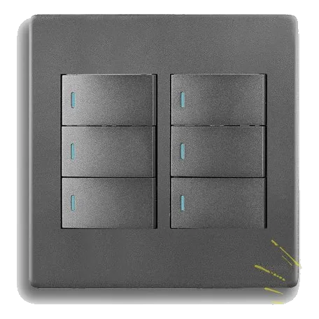 Synerji Deco SYSSW4X46L1WDMG 2X4 6 Lever 1 Way Switch, Matt Grey